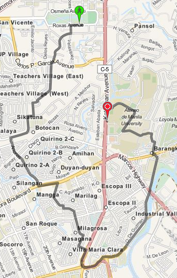 Roundabout route from UP to Ateneo